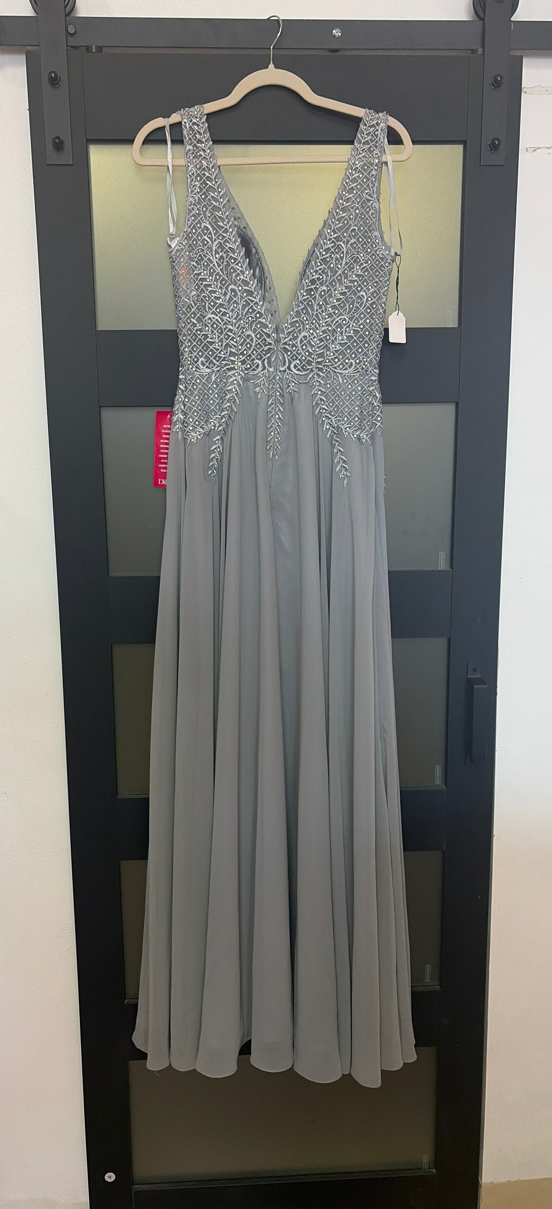 GB grey beaded formal gown