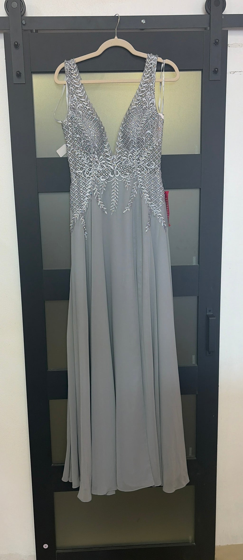 GB grey beaded formal gown