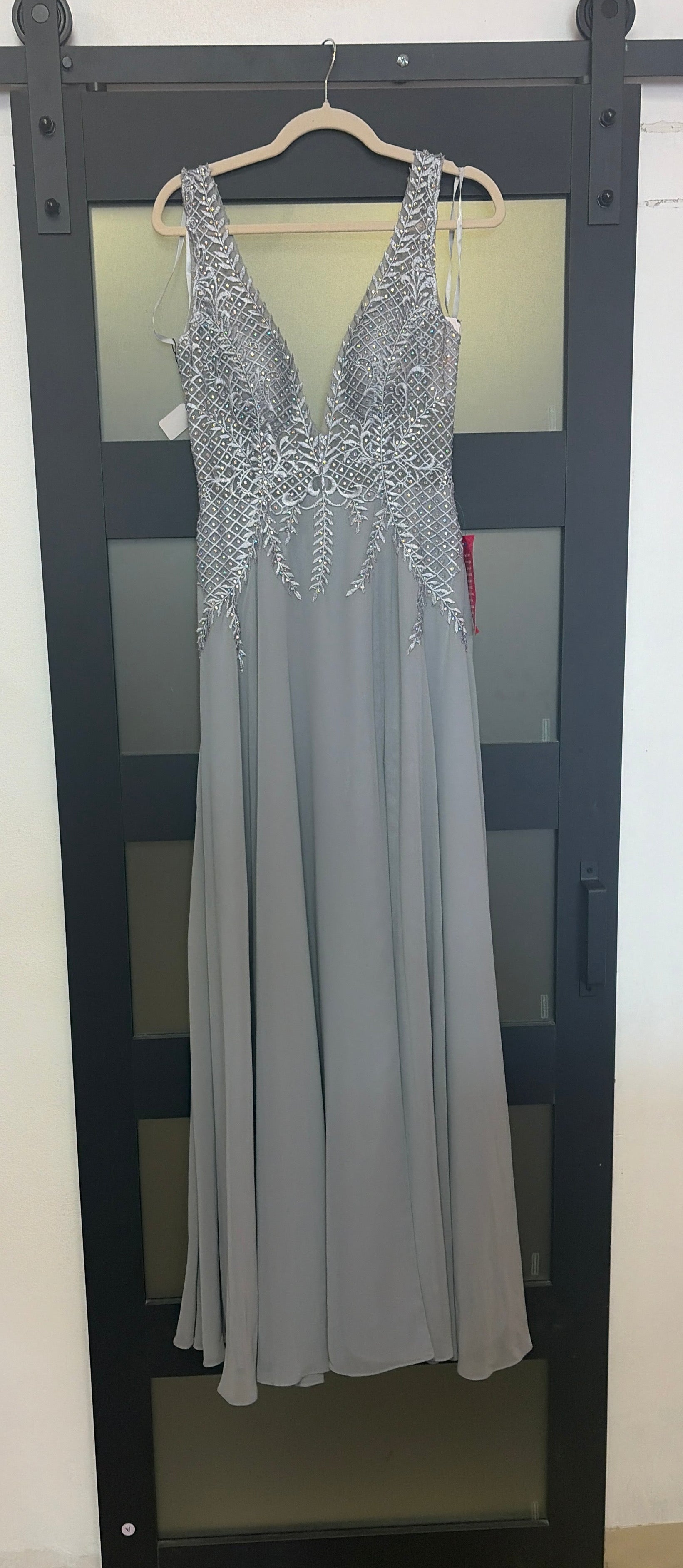 GB grey beaded formal gown