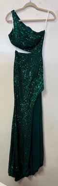 Amarra 88549 Emerald Sequin One-Shoulder Cutout Prom Gown