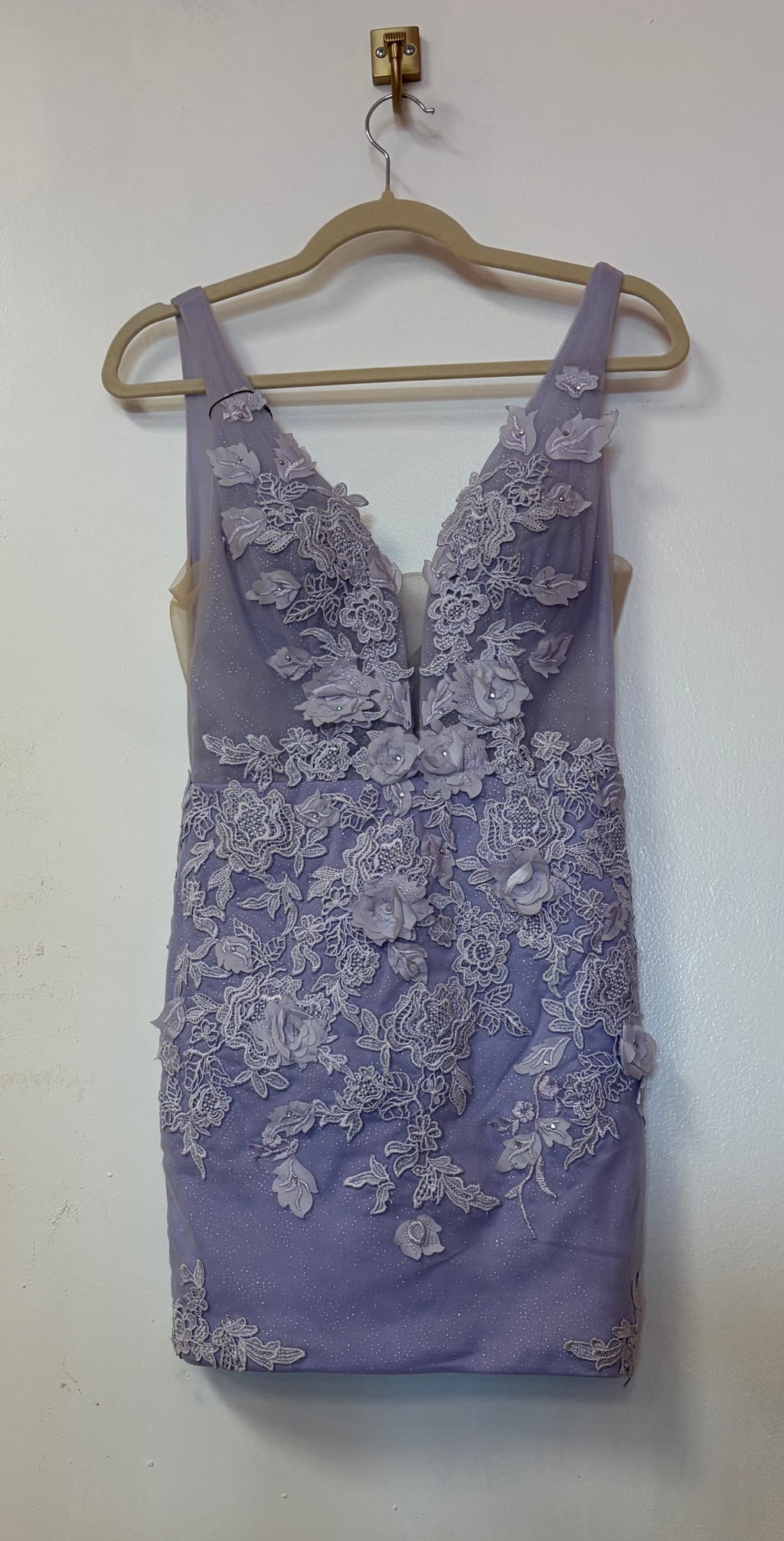 Lavender 3D Floral Appliqué Bodycon Homecoming Dress