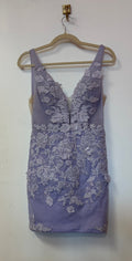 Lavender 3D Floral Appliqué Bodycon Homecoming Dress