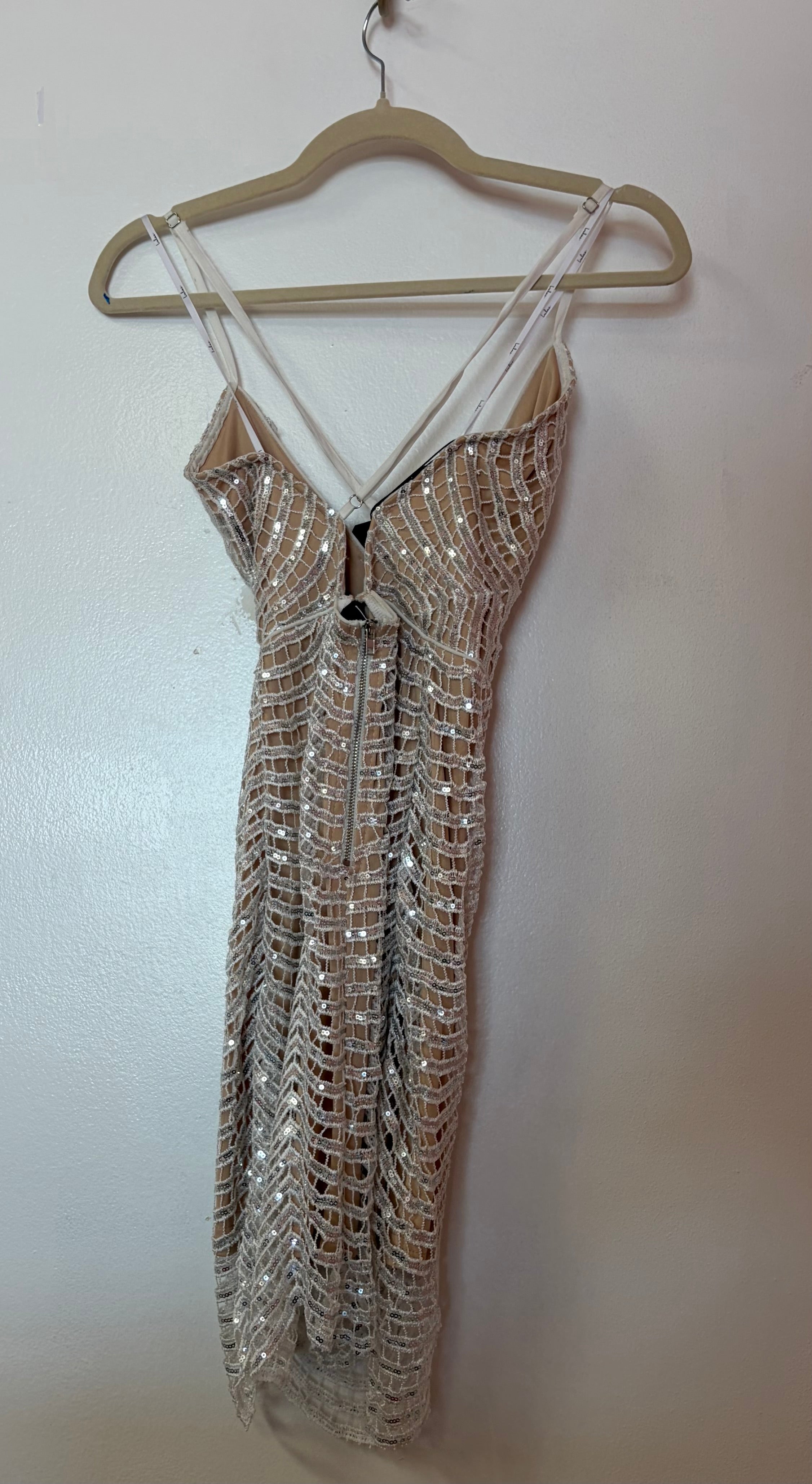 Lulus Champagne Nude Sequin Midi Dress