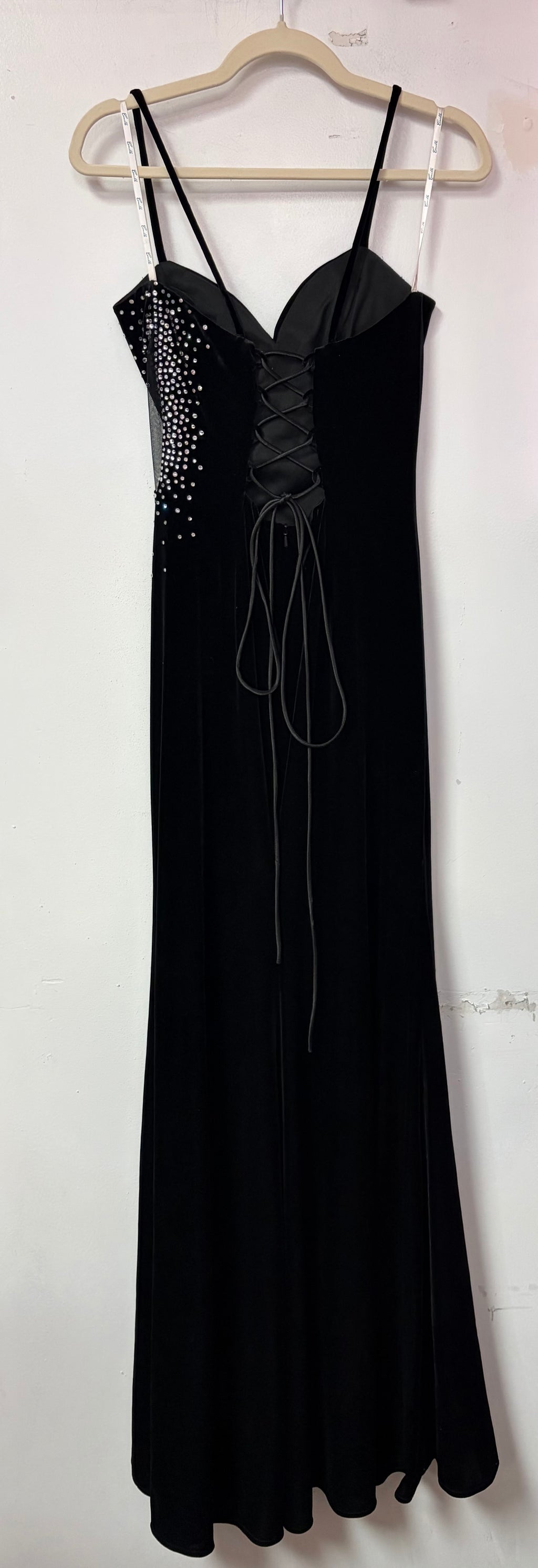 Camille La Vie 43453-21159 Black Rhinestone Lace Up Gown