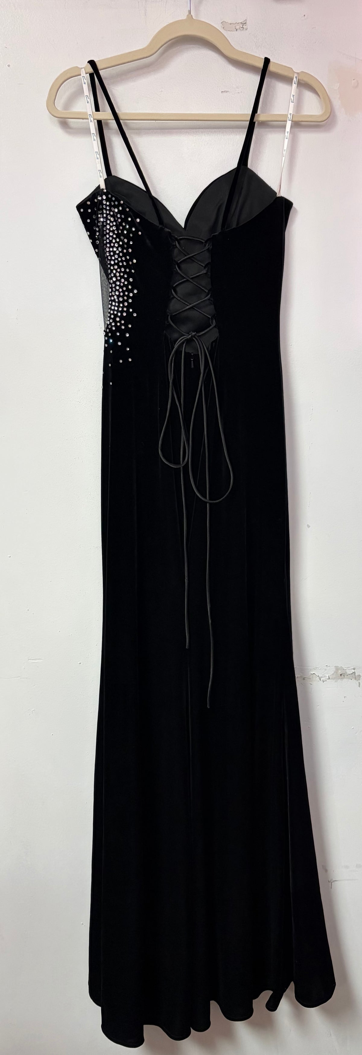 Camille La Vie 43453-21159 Black Rhinestone Lace Up Gown