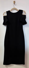 Calvin Klein Black Cold Shoulder Sheath Dress with Ruffle Sleeves