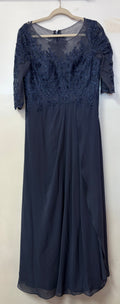 JJ’s House Dusty Blue Embroidered Lace Chiffon Mother of the Bride Gown