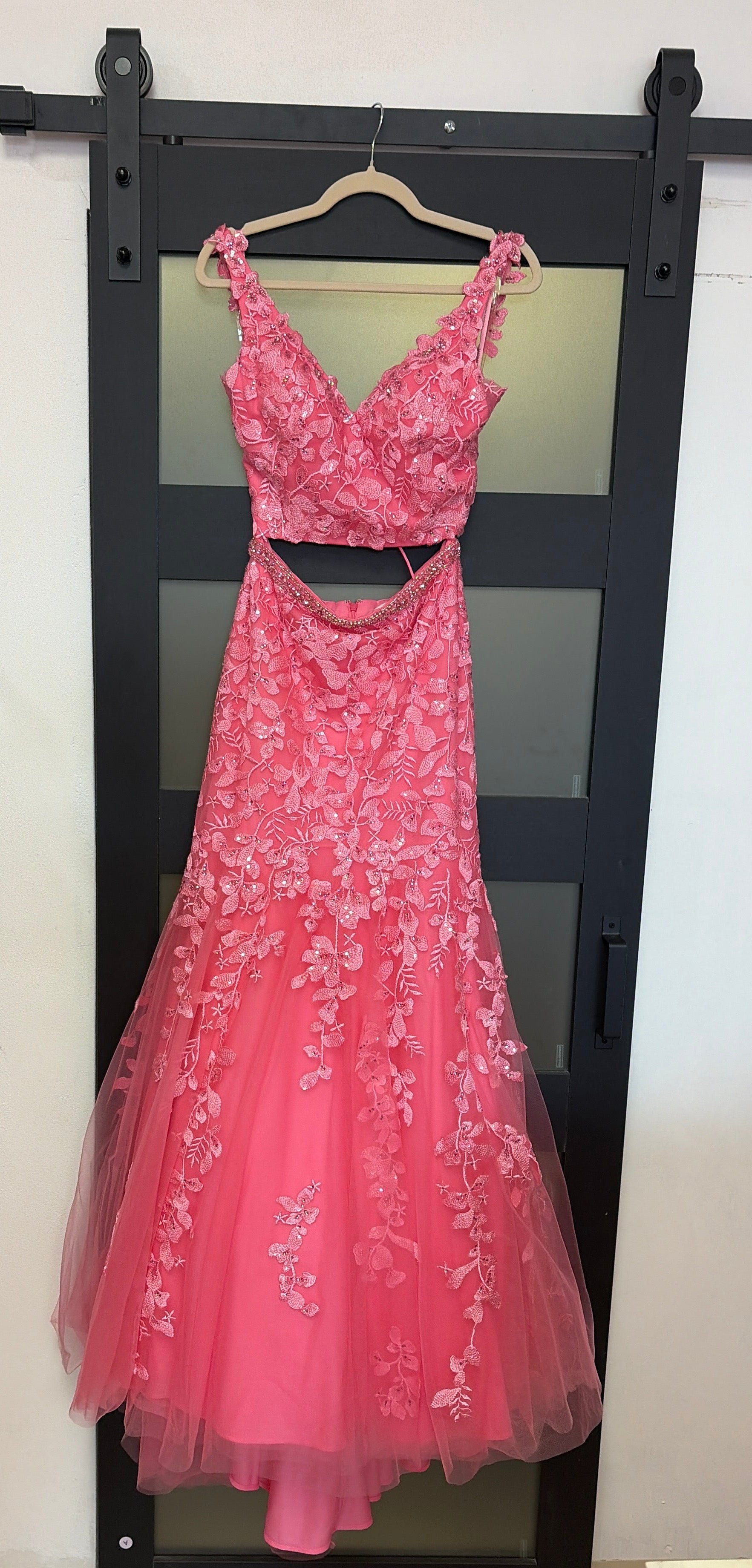 Morilee style 47035 two piece pink skirt set