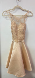 Champagne Lace Illusion Fit & Flare Homecoming Dress