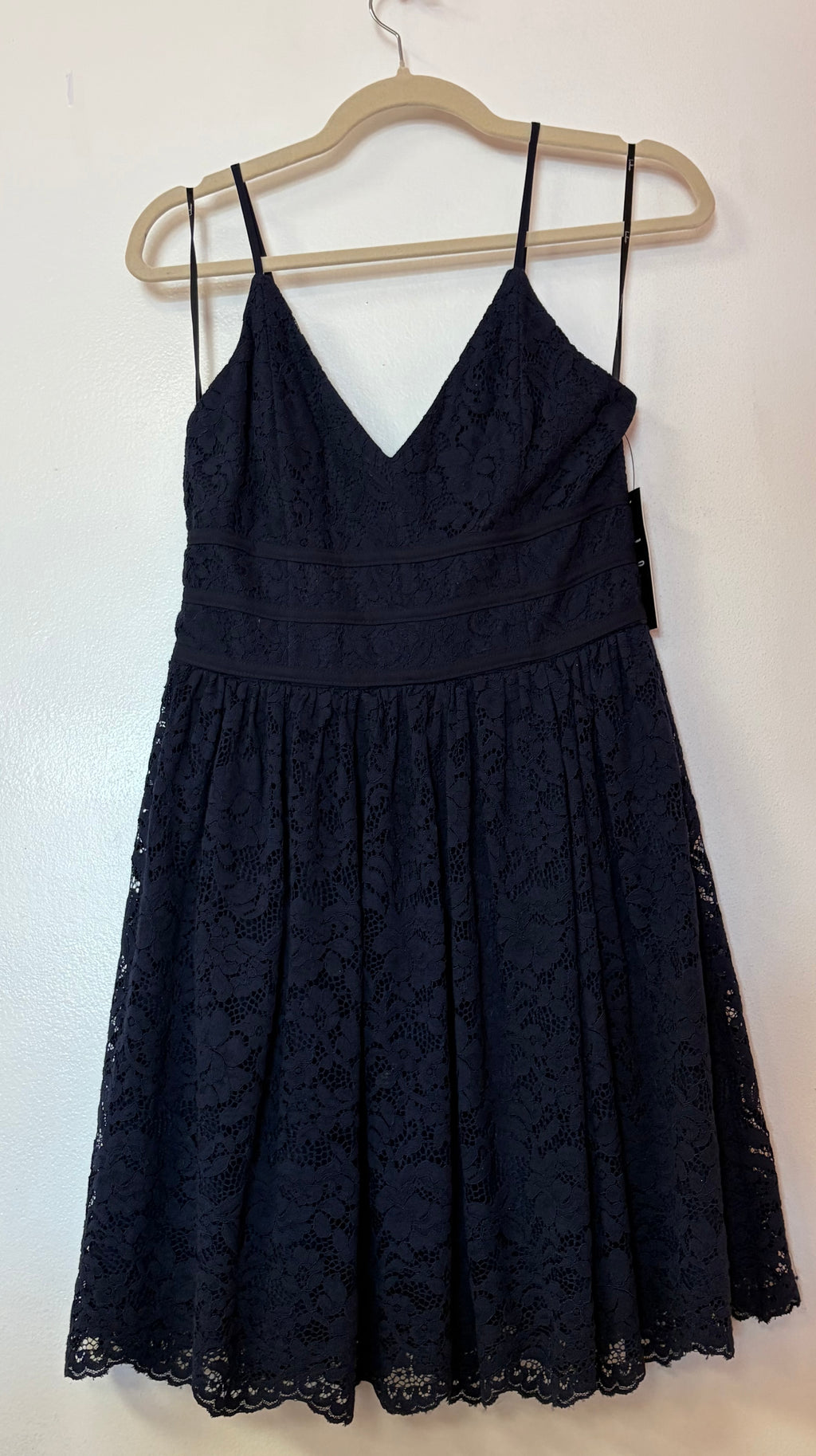 Navy Lace Fit & Flare Homecoming Dress Sleeveless Cocktail Party Dress