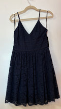 Navy Lace Fit & Flare Homecoming Dress Sleeveless Cocktail Party Dress