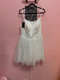 Icy White Glitter Fit-and-Flare Homecoming Dress