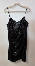 Speechless Black Sequin Cocktail Dress with Draped Cowl Neckline