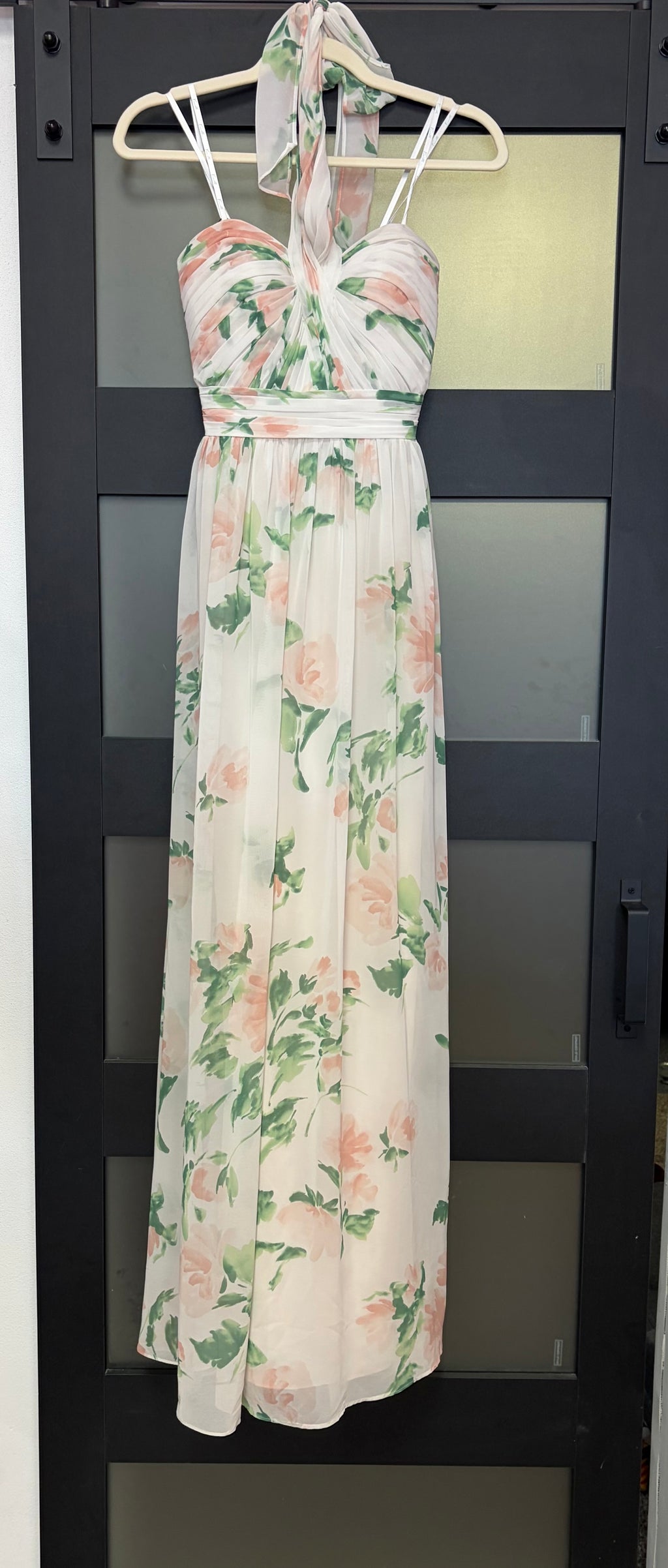 Camille La Vie Floral Chiffon Halter Gown
