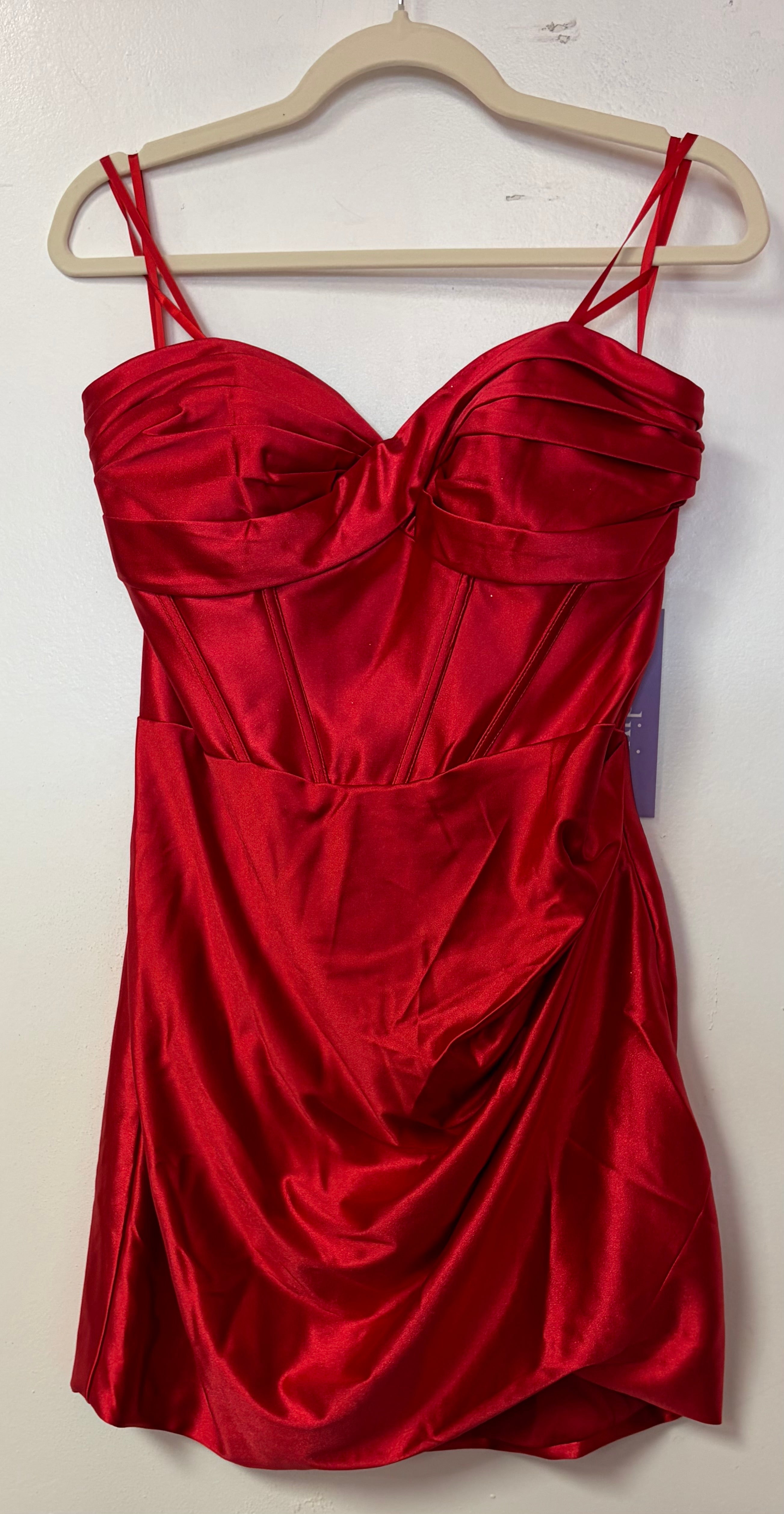 Ladivine by Cinderella Divine - STRAPLESS SATIN FITTED MINI DRESS