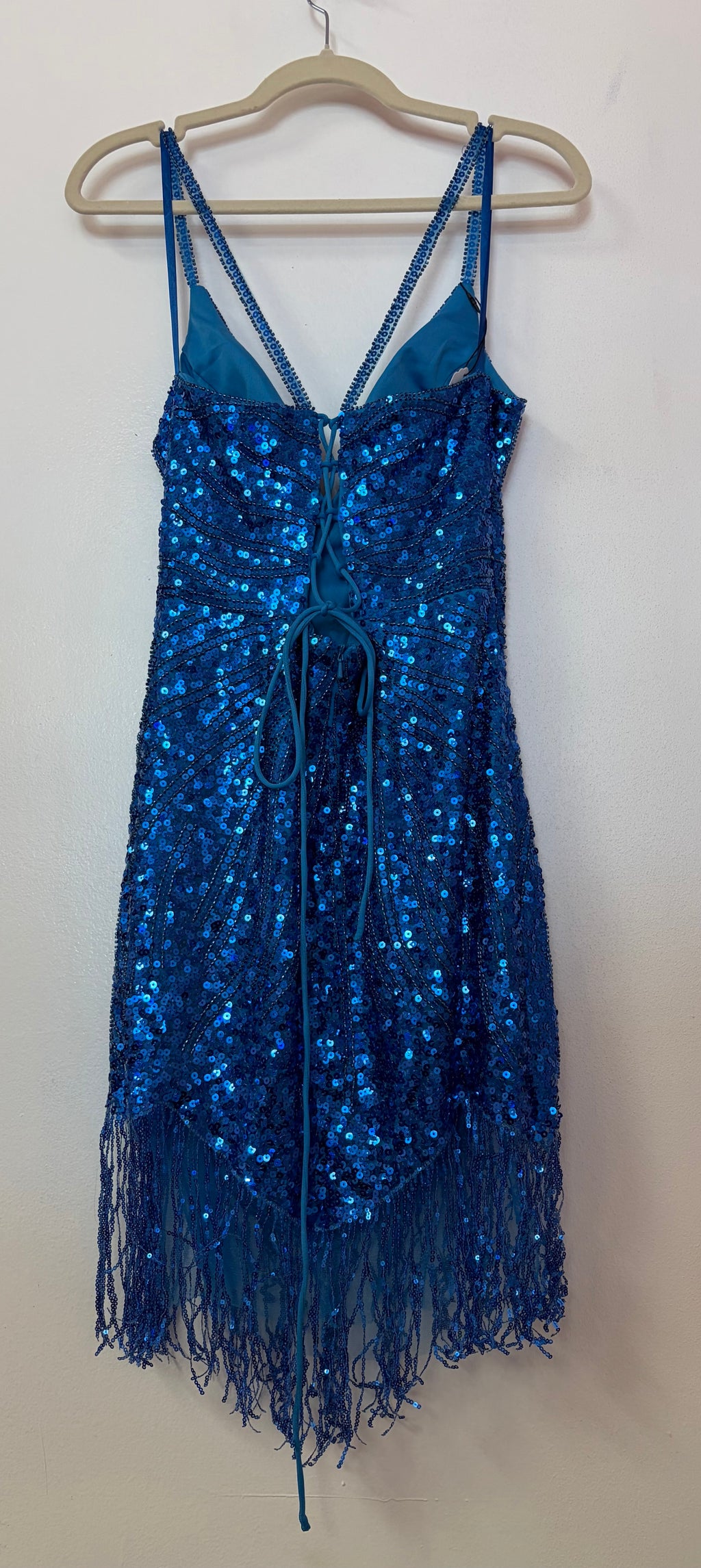 Royal Blue Beaded Fringe Dress