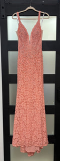 Jovani 48994 Blush Pink Lace Mermaid Gown with Rhinestone Detail