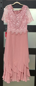 JJ’s House Dusty Rose Lace Chiffon Mother of the Occasion Dress