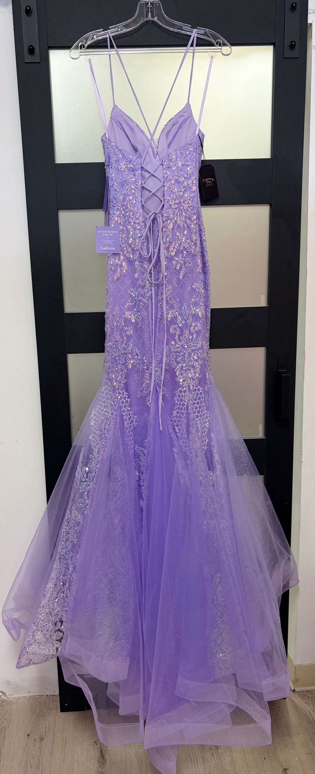 LaDivine CC2279 Lilac Embellished Mermaid Gown with Dramatic Tulle Skirt