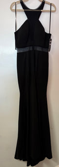 Cinderella Divine CF079 Black Illusion Halter Mermaid Gown with Sheer Waist Detail
