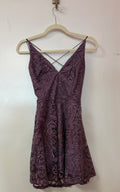 Lulus Plum Lace Open-Back Bodycon Dress