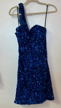 Ava Presley 27802 Royal Blue One-Shoulder Sequin Cocktail Dress
