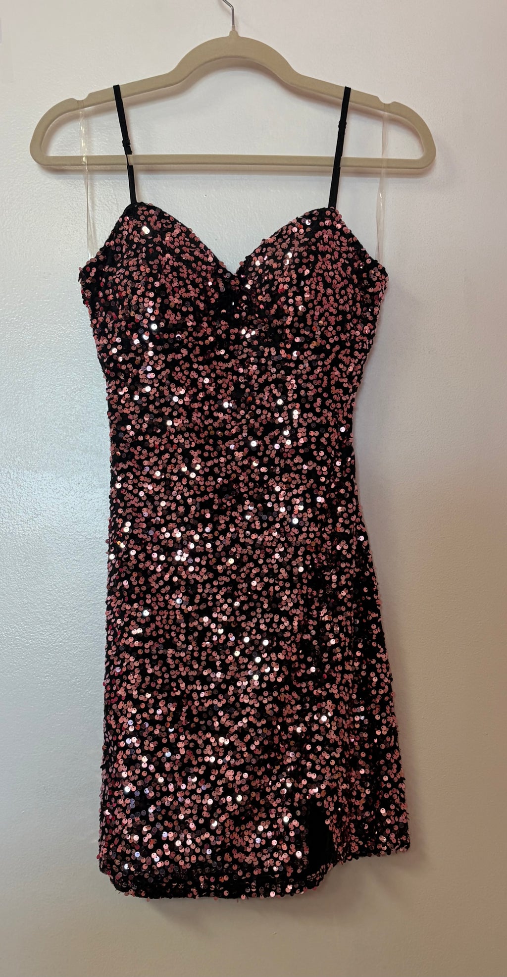 Rose Gold Sequin Open Back Bodycon Homecoming Dress Sparkly Cocktail Mini