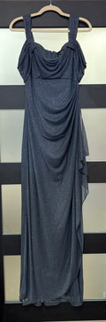 Alex Evenings Charcoal Glitter Draped Evening Gown