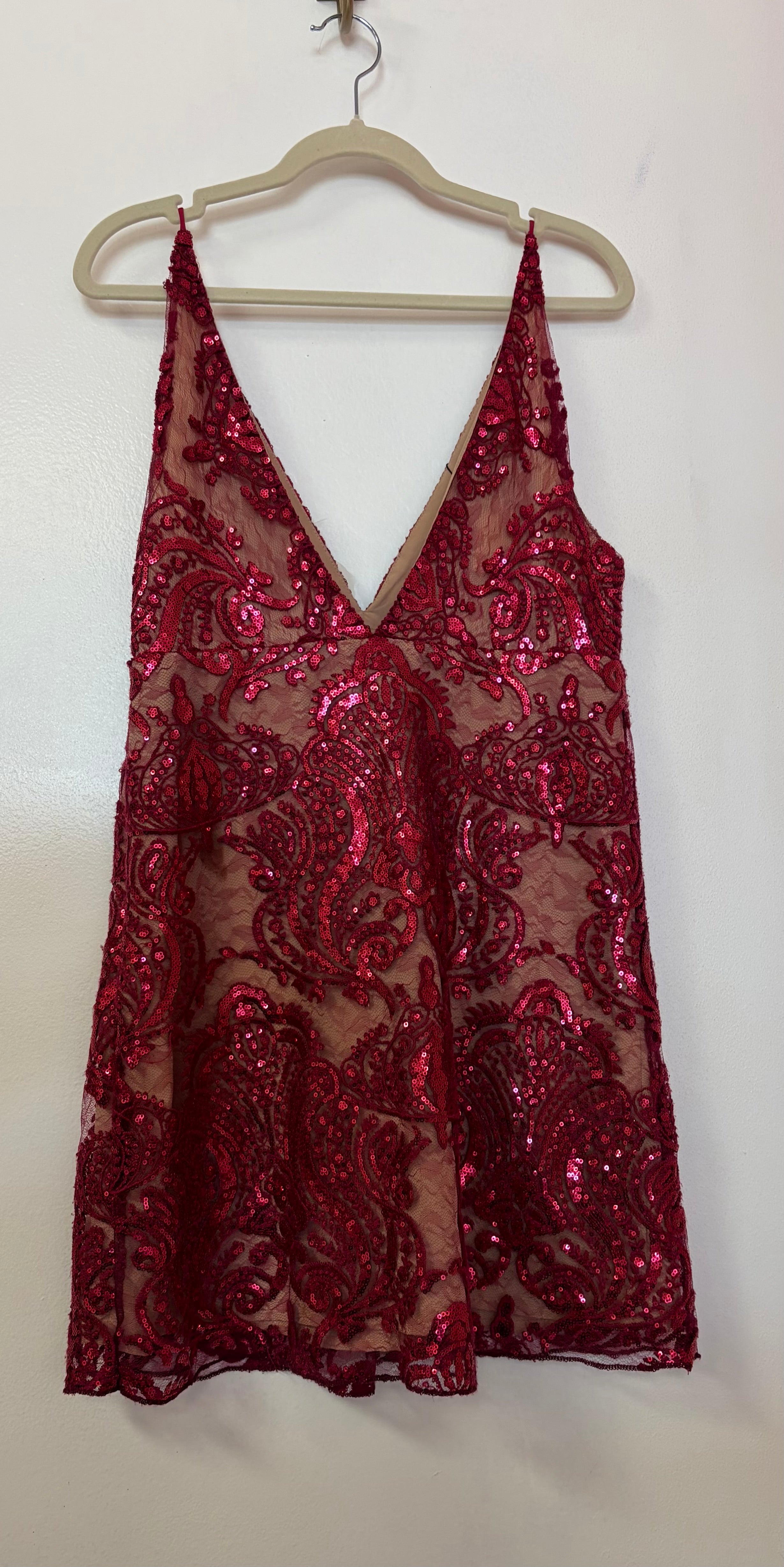 Free People Red Sequin Mini Dress