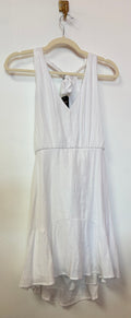 Altar’d State White Halter Mini Dress with Open Back and Flounce Hem