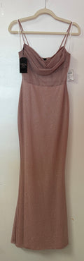 Windsor Mauve Glitter Knit Mermaid Dress with Cowl Neck and Spaghetti Straps