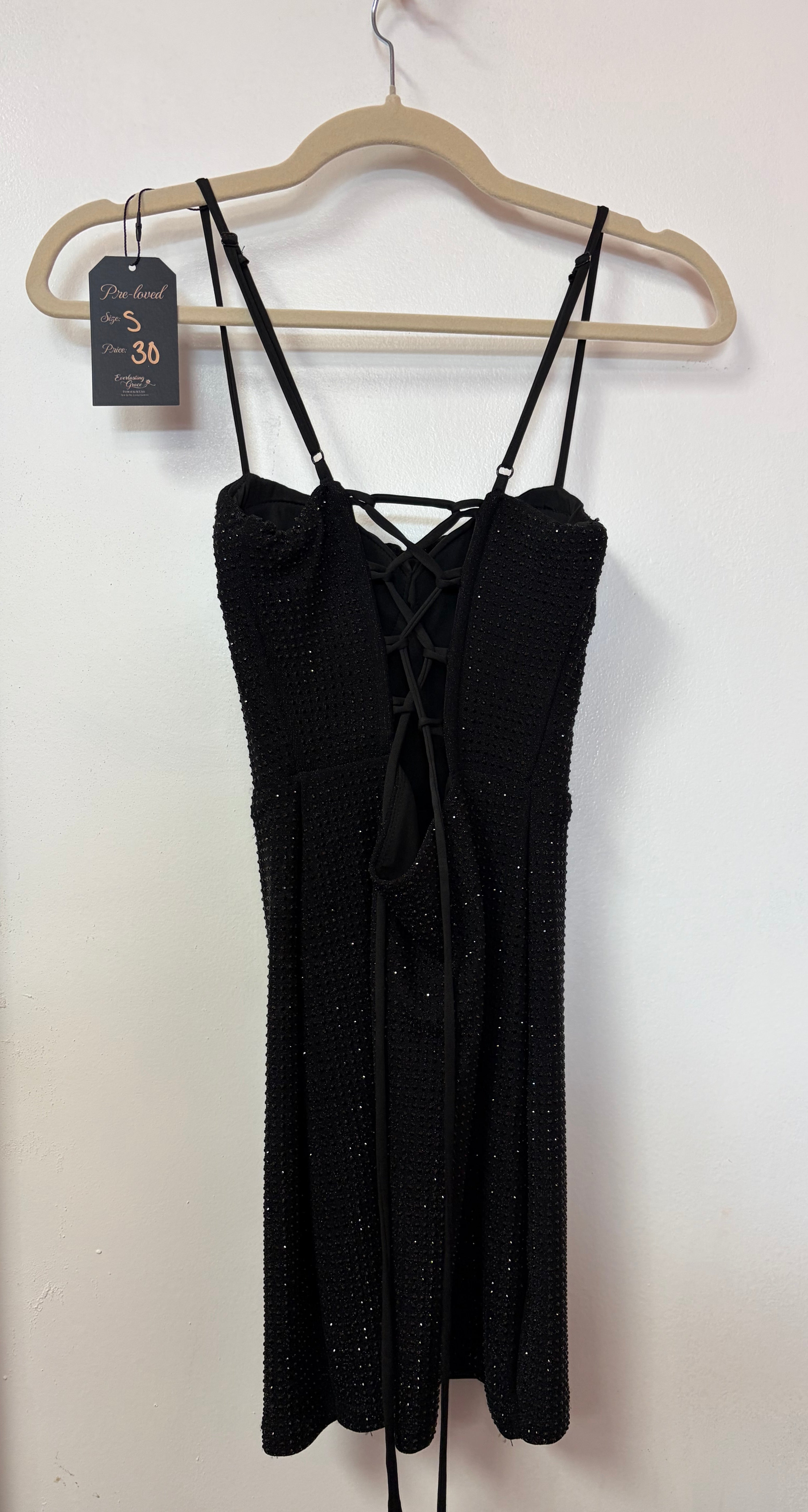 Black Rhinestone Bodycon Mini Dress
