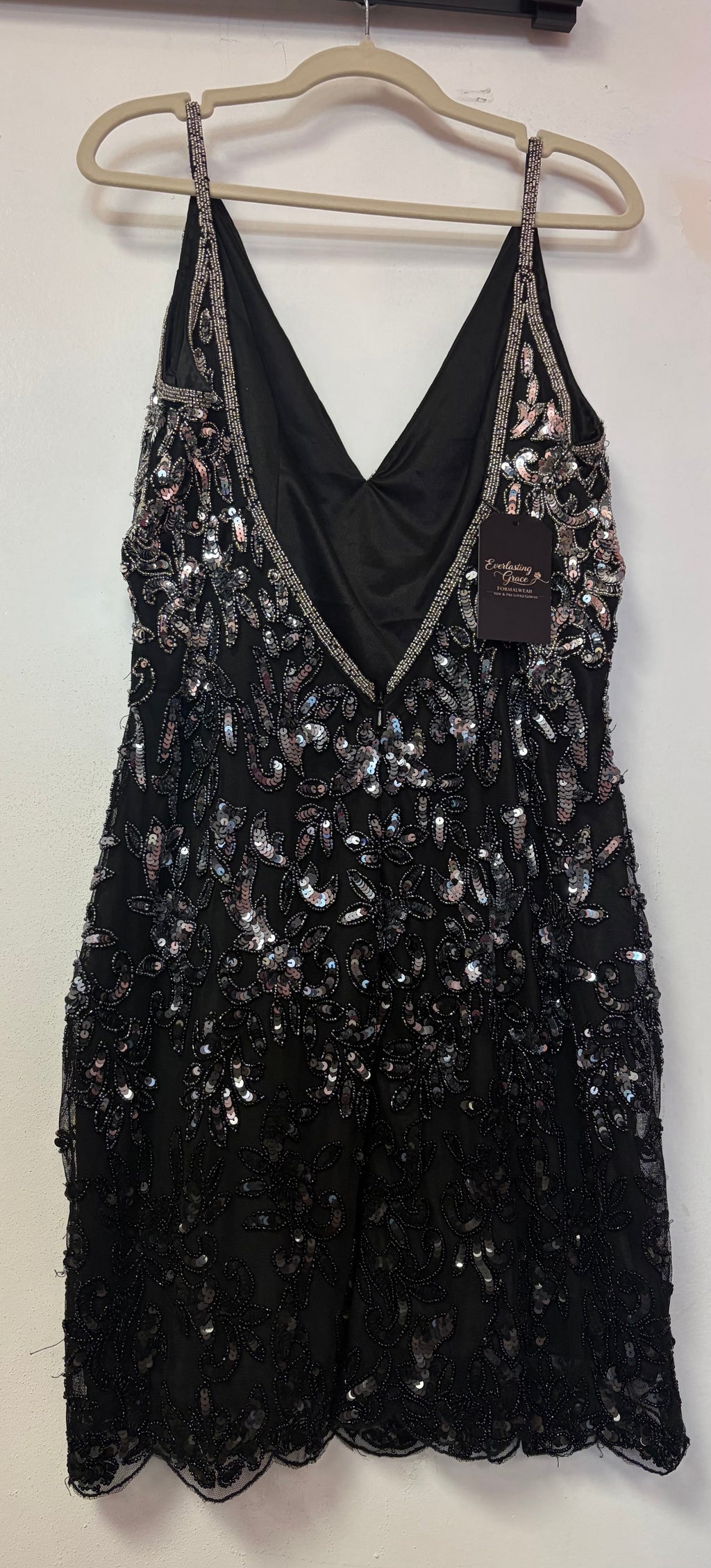 Primavera Couture 4050 Black Ombré Sequin Beaded Homecoming Dress with Scalloped Hem