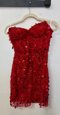 Red Strapless Sequin Corset Cocktail Dress