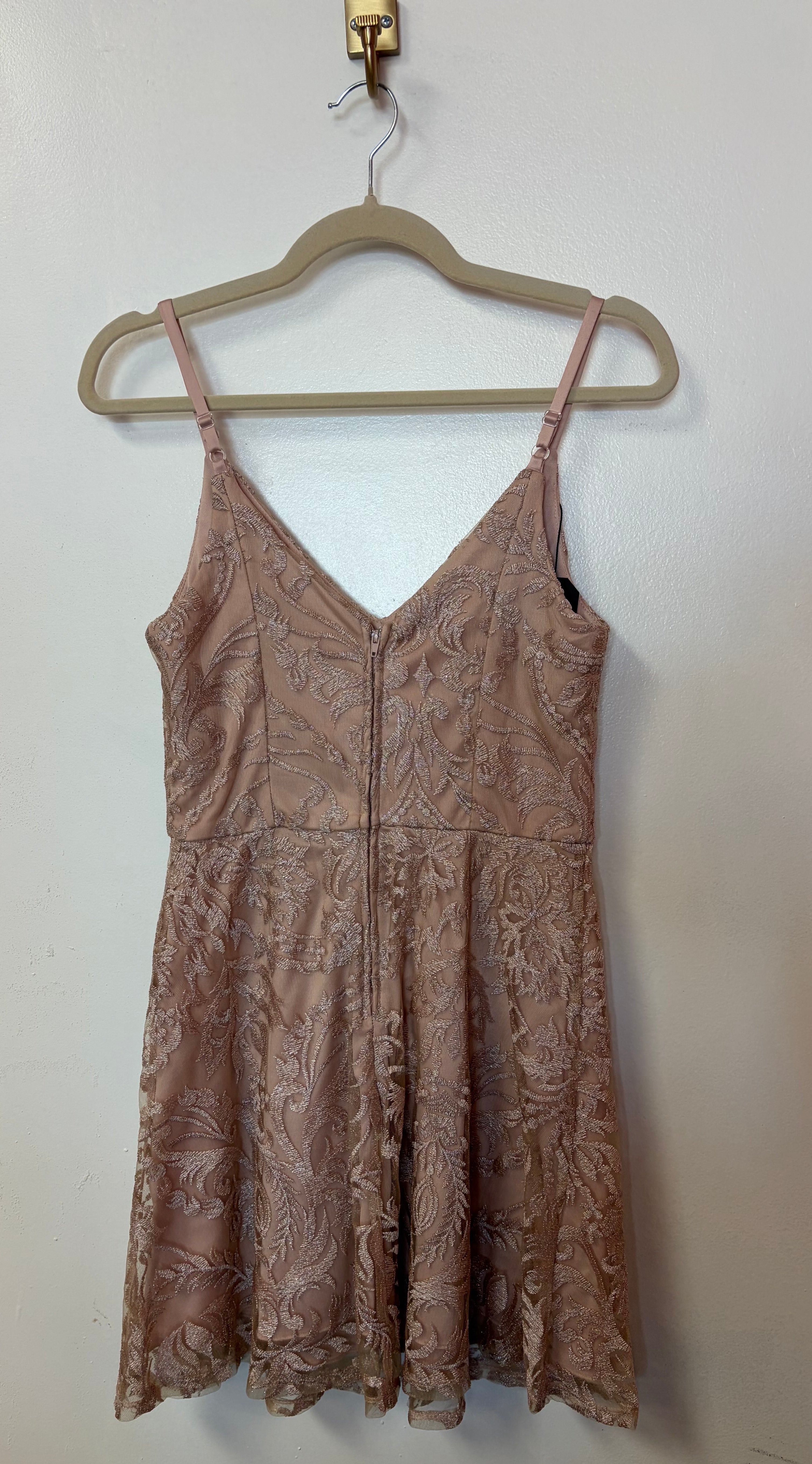 Speechless Rose Gold Glitter Fit & Flare Homecoming Dress