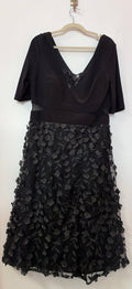 Xscape Black Floral Mesh Tea-Length Dress