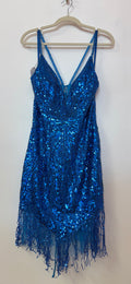 Royal Blue Beaded Fringe Dress