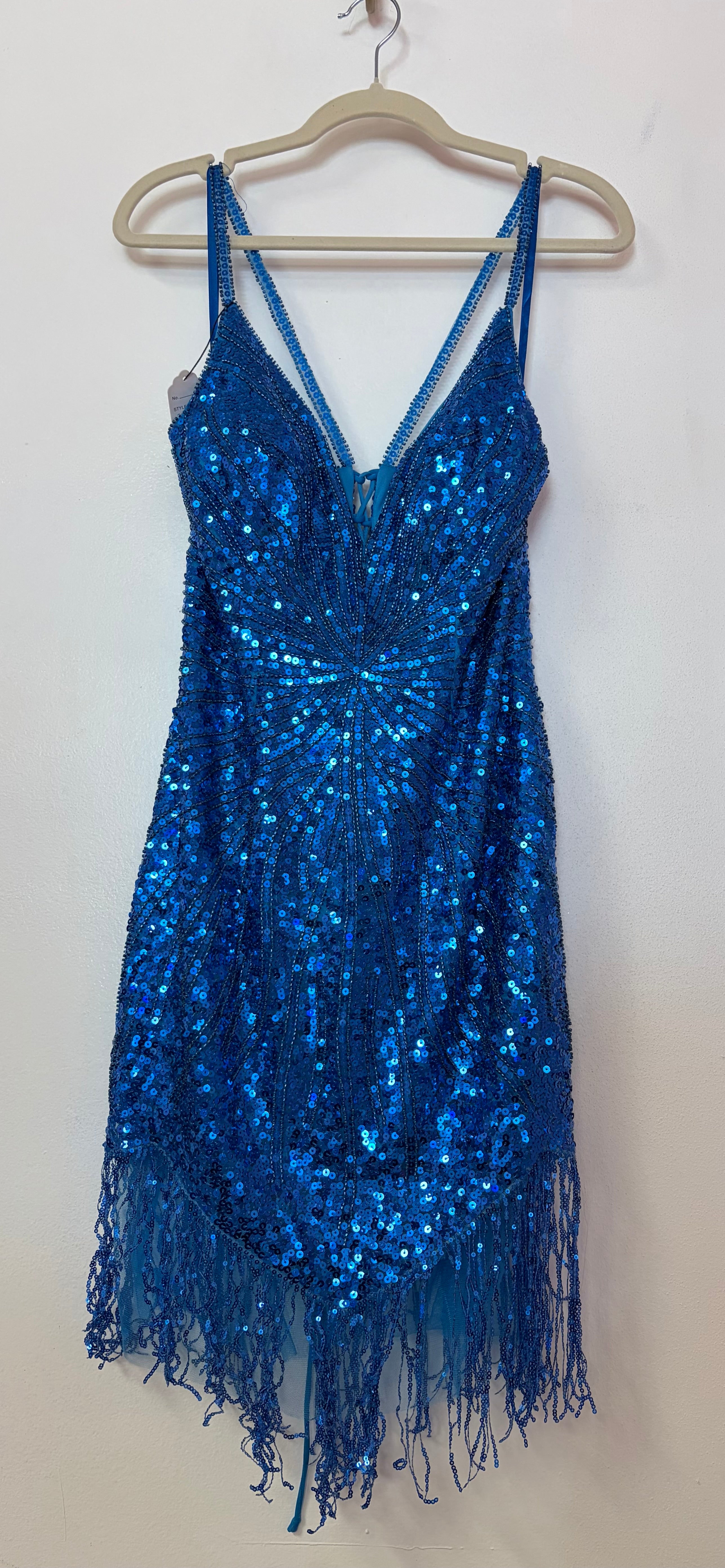 Royal Blue Beaded Fringe Dress