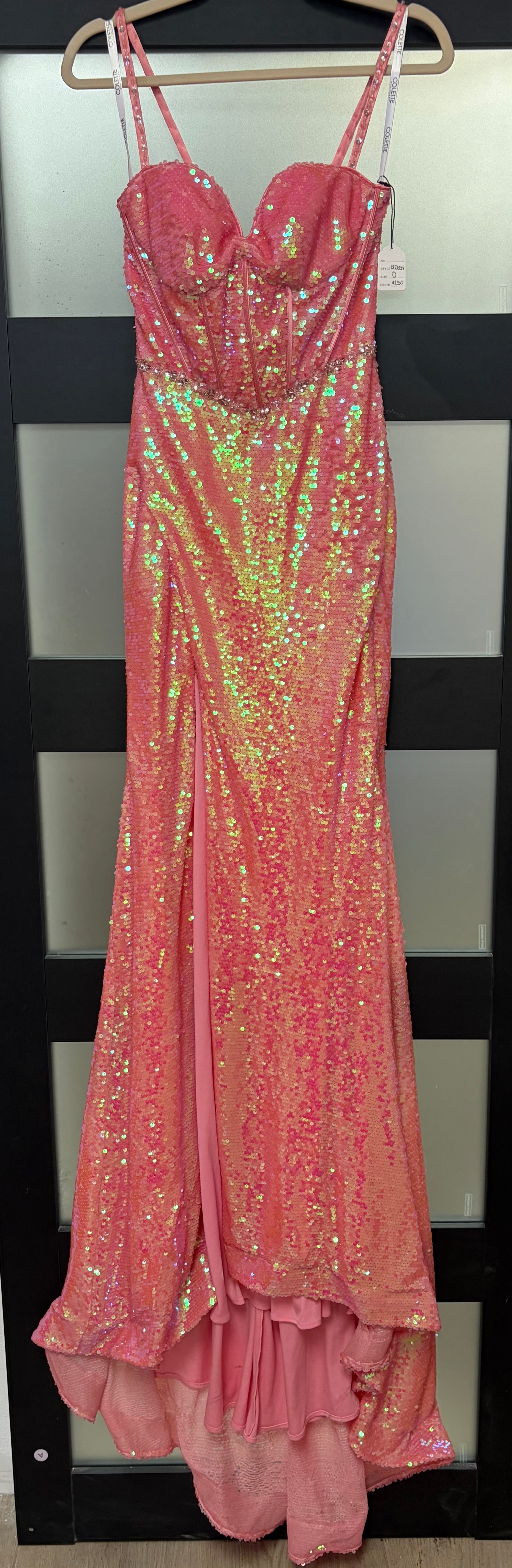 Colette CL12054 Blush Iridescent Sequin Corset Gown