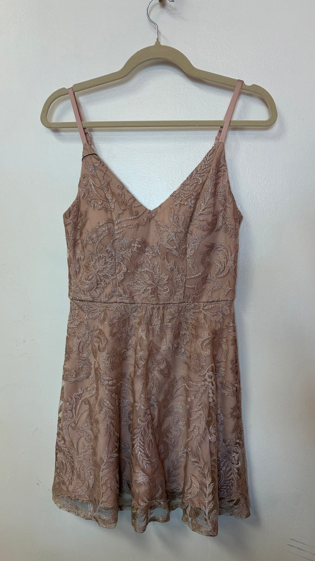 Speechless Rose Gold Glitter Fit & Flare Homecoming Dress