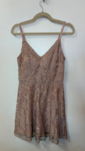 Speechless Rose Gold Glitter Fit & Flare Homecoming Dress