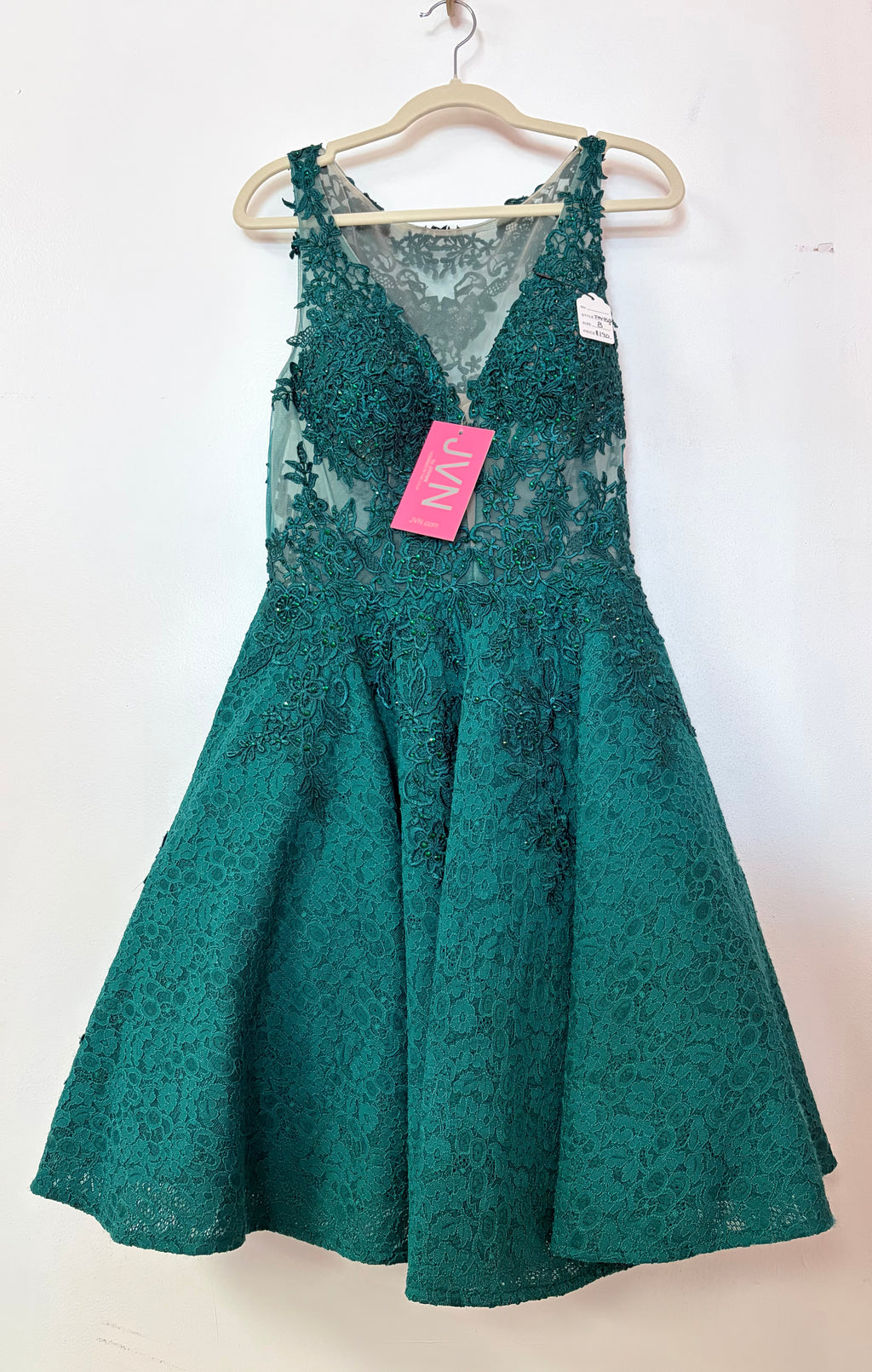 JVN by Jovani JVN45264 Emerald Lace Homecoming Dress