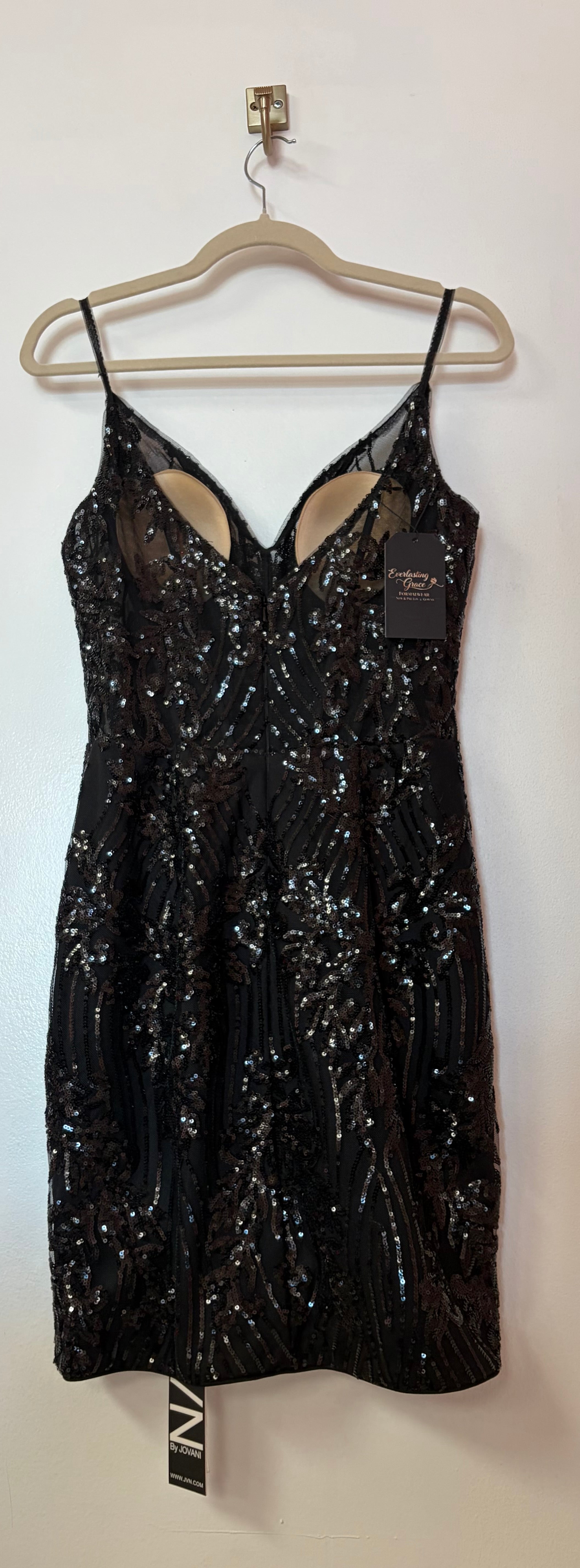 Jovani 25756 Black Sequin Embellished Homecoming Dress