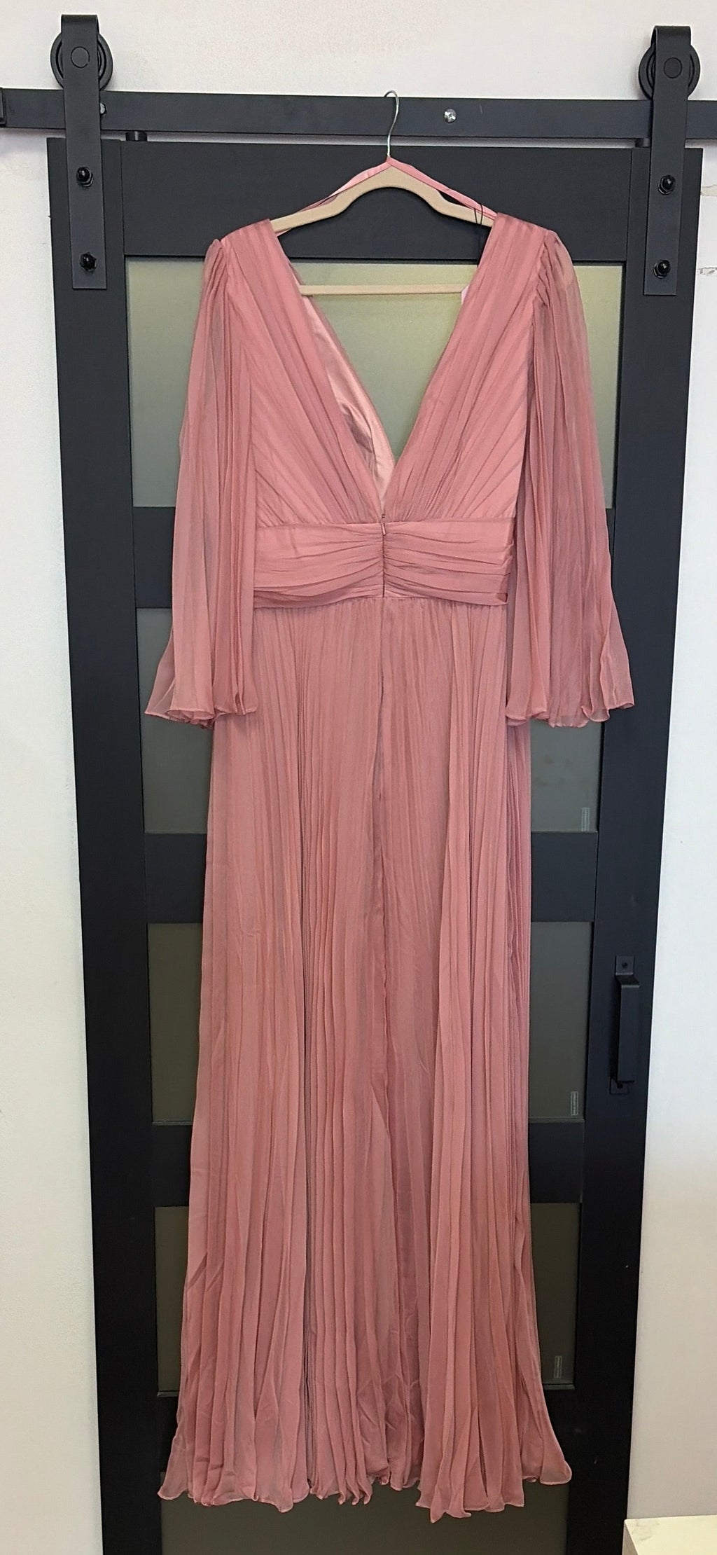 Dusty rose long sleeve long gown