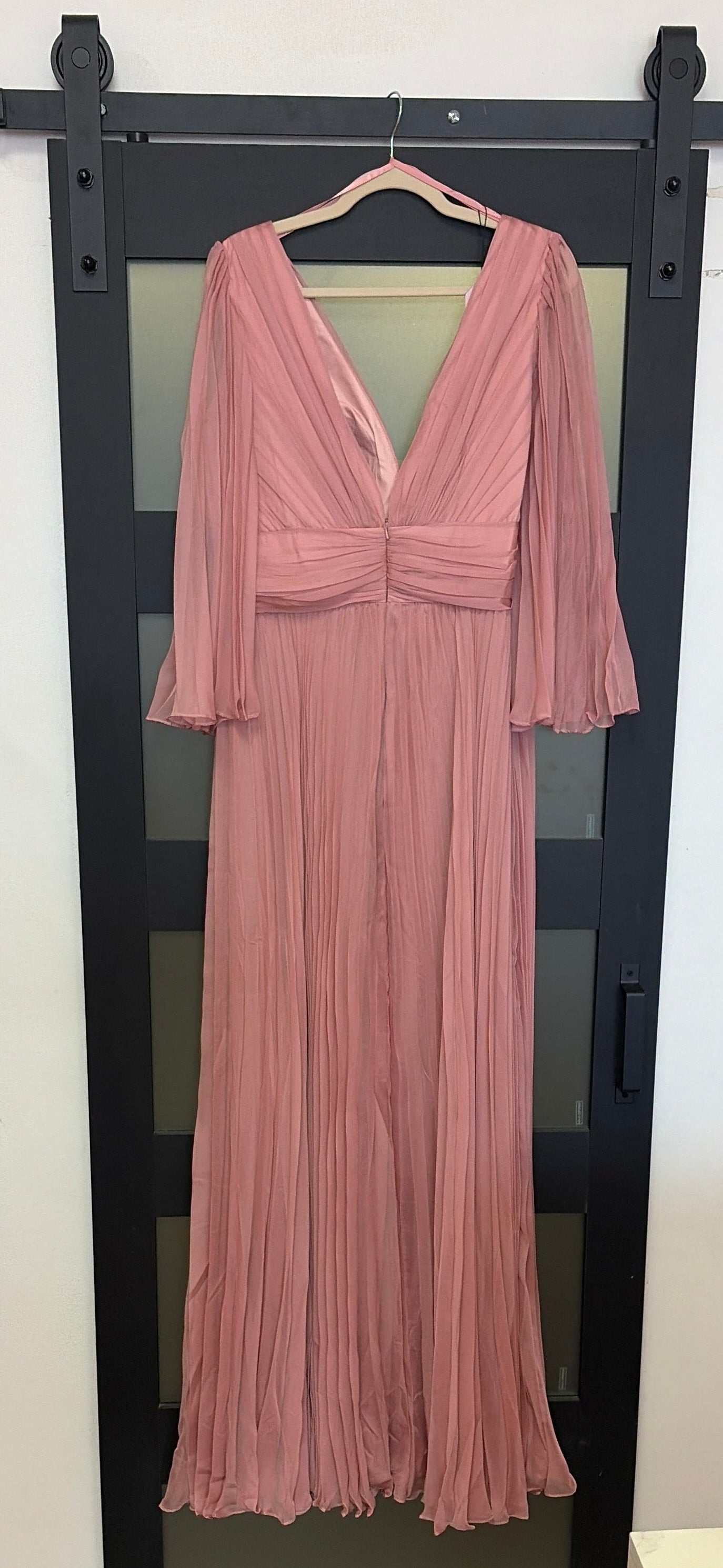Dusty rose long sleeve long gown