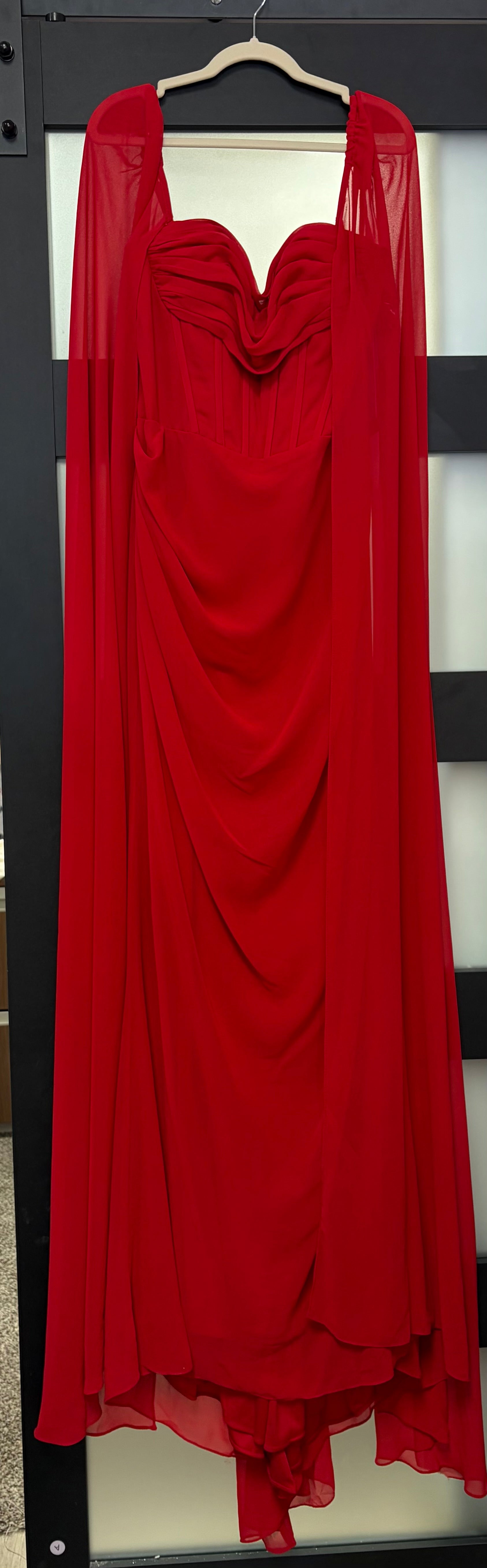 Ladivine CD356 Red Draped Corset Gown