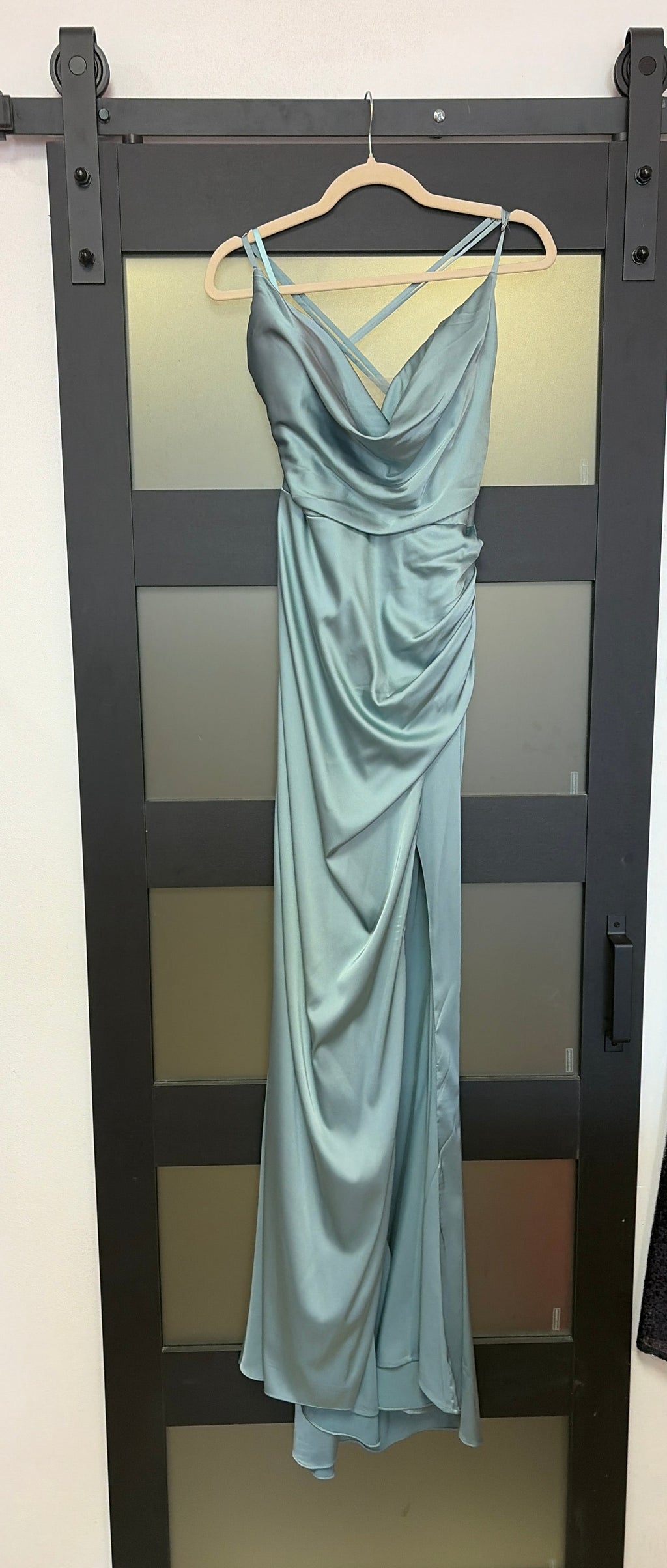 Grey/Blue Cinderella divine cowl neck slip dress