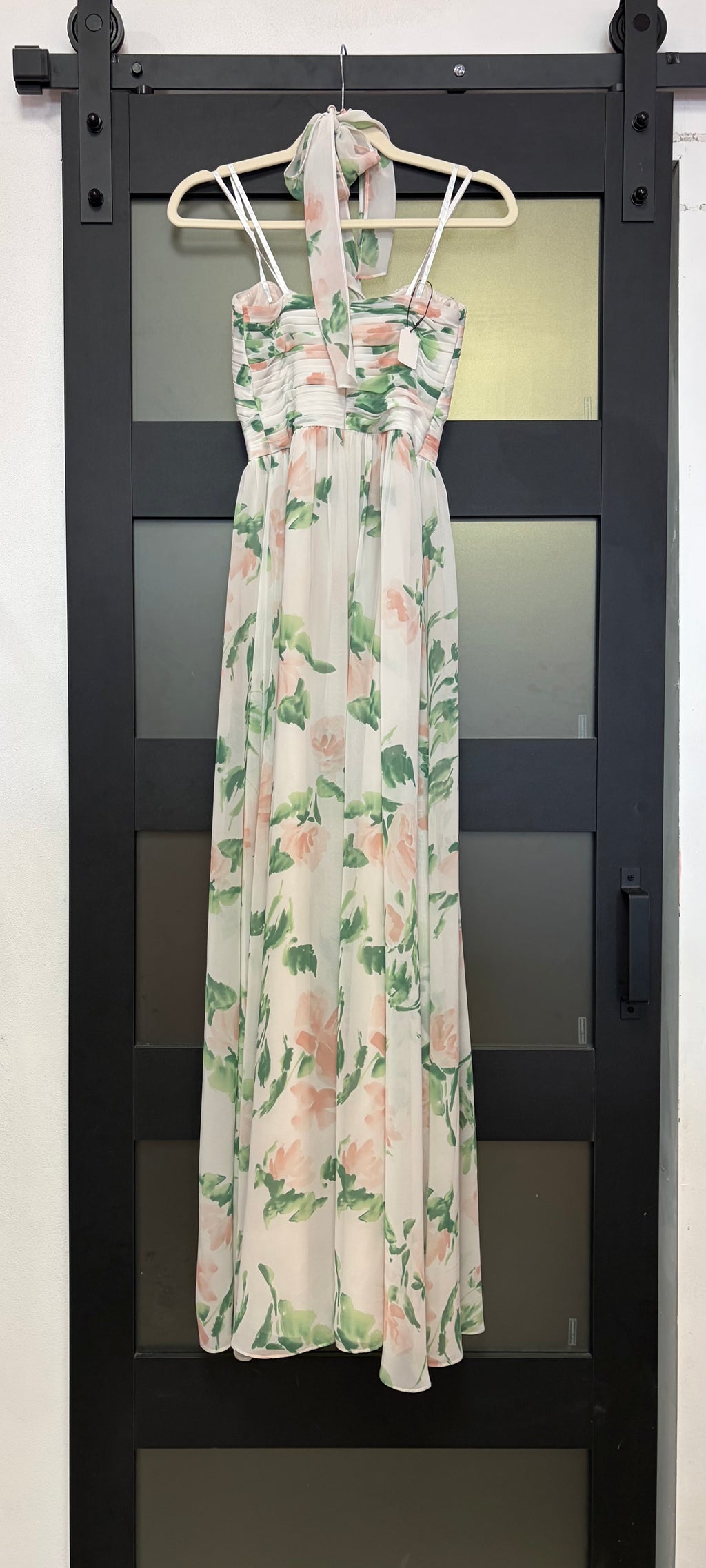 Camille La Vie Floral Chiffon Halter Gown