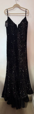 Portia & Scarlett PS2120 Strapless Black Sequin Mermaid Prom Gown