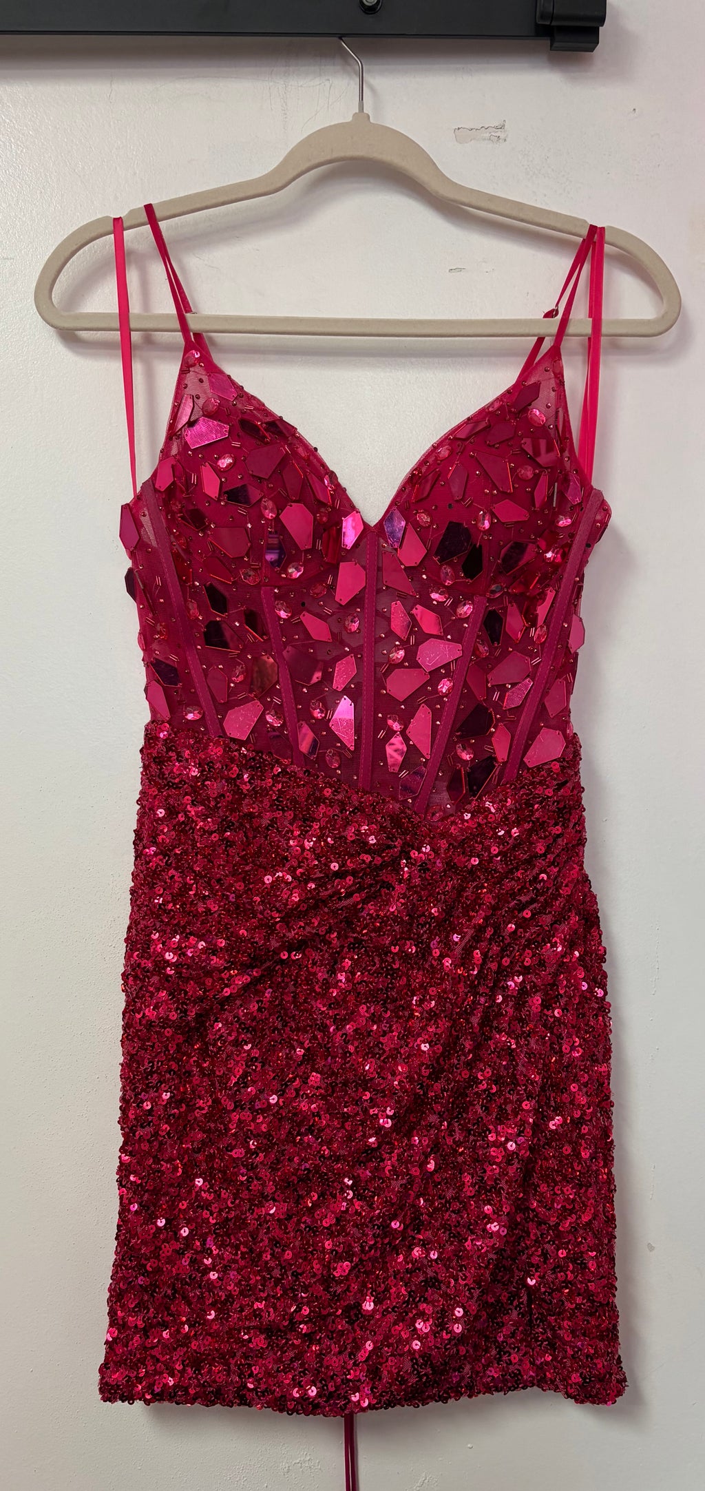 Amelia Couture 5057S Shattered Glass Sequin Mini Dress